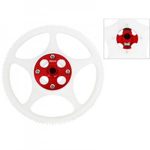 RAKON CNC DELRIN 120T MAIN GEAR W/AL HUB SET (RED) - BLADE 200SRX 