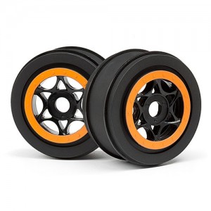[HPI] AH-64 1/8 Ʈ���� �� Ÿ�̾� ��Ʈ (����/������) (42x83mm/2����) AH-64 WHEEL BLACK/ORANGE