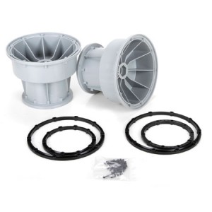 [TEAM LOSI] Silver Wheel & Black Bead Lock Rings (2) Monster Truck XL 