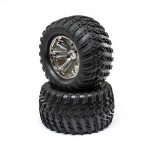 [TEAM LOSI] Wheel and Tire Mounted BlackChrome (2): TENACITY T 