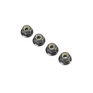 [TLR Racing] Black Alum Flanged Locknut, M4 x 0.7mm x 7mm (4) 