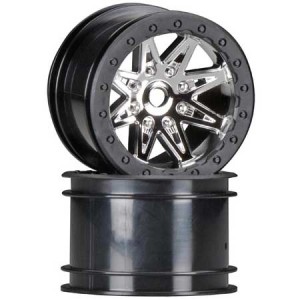 [Axial] AX08137 2.2 Rebel Wheels 41mm Wide Chrm/Blk (2) 