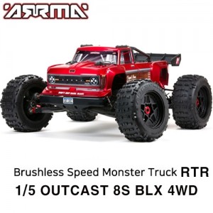 [ARRMA] 1/5 �Ƹ��� �ƿ�ĳ��Ʈ 8�� �귯������ 4WD ����Ʈ Ʈ�� RTR ��Ʈ - ���͸�, ������ �ʿ� OUTCAST 8S BLX 4WD Brushless Stunt Truck