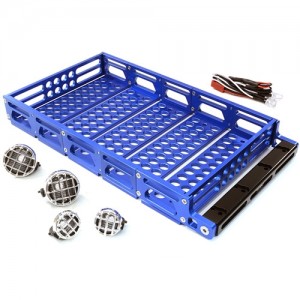 [INTEGY] Realistic 1/10 Scale Alloy Luggage Tray 192x106x24mm with 4 LED Spot Light Set C26894BLUE 