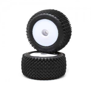 [TEAM LOSI] Pin Tires, Rear, Mounted, White (2): Mini-T 2.0 