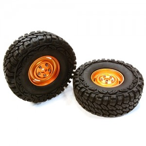 [INTEGY] Composite 4L Type 1.9 Size Wheel & Tire (2) for 1/10 Scale Crawler (O.D.=113mm) C26376ORANGE 