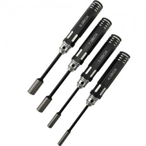 [DETAILS TECH] (HSS ��) Nut Drivers Set - Black A 4pcs (4.0, 5.5, 7.0, 8.0mm) 