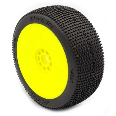 [���ܼ�] AKA14021QRY [AKA] 1/8 P1 Super Soft Long Wear Pre-Mounted Tires, Yellow EVO Wheels (2): Buggy