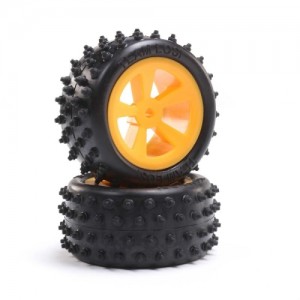 [TEAM LOSI] 4 Row Rear Tires, Mounted, Orange (2): Mini JRX2 