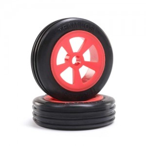 [TEAM LOSI]  Rib Front Tires, Mounted, Red (2): Mini JRX2 