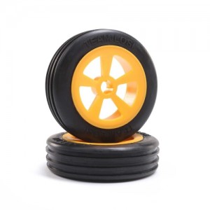 [TEAM LOSI] Rib Front Tires, Mounted, Orange (2): Mini JRX2 