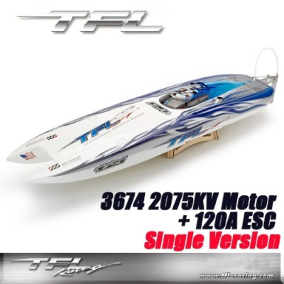 [���ܼ�]  [TFL] Genesis Rc Boat : White & Blue : Single Drive V2 (3674 2075KV Motor 120A ESC)