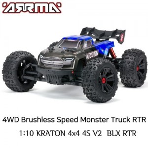 [ARRMA] 1:10 KRATON 4x4 4S V2 BLX RTR MT Black/Blue ũ���� V2 �귯������ ����Ʈ�� RTR ����/���� - ���͸�, ������ �ʿ�