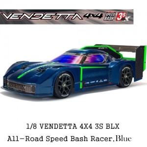 [ARRMA] 1/8 VENDETTA 4X4 3S BLX Brushless All-Road Speed Bash Racer, Blue 