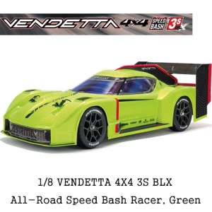 [ARRMA] 1/8 VENDETTA 4X4 3S BLX Brushless All-Road Speed Bash Racer, Green 