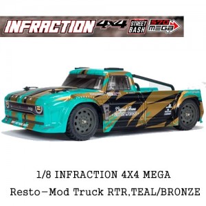 [ARRMA] 1/8 INFRACTION 4X4 MEGA Resto-Mod Truck RTR, TEAL/BRONZE 