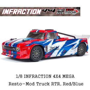 [ARRMA] 1/8 INFRACTION 4X4 MEGA Resto-Mod Truck RTR, Red/Blue 