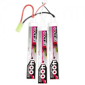 [CODDAR] 11.1V 1400MAH 35C ��Ƭ������ ���͸� (�� ����) - �и��� 125(L)*20(W)*6.5(H)mm, Triplets