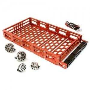 [INTEGY] Realistic 1/10 Scale Alloy Luggage Tray 192x106x24mm with 4 LED Spot Light Set C26900RED 