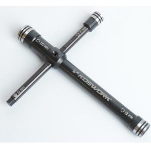 [KOSWORK] Glow Plug/Clutch Nut Cross Wrench (Nut 7, 8, 10mm & Hex 5mm) 