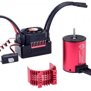 [SURPASS HOBBY] Waterproof 3650 Brushless Motor with 60A ESC Combo Red Heatsink (3100KV) 