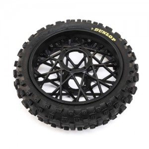 [TEAM LOSI] Dunlop MX53 Rear Tire Mounted, Black: Promoto-MX 