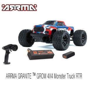 [ARRMA] 1/18 �׷��� �׷� �ް� 380 �귯�õ� 4X4 ���� Ʈ�� RTR (���͸� �� ������ ����, ���� �÷�) GRANITE GROM MEGA