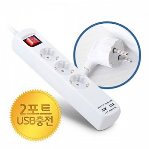 ��Ƽ�� 3�� ���� USB��Ʈ ����/USB 2��Ʈ, ������ 1.5M 