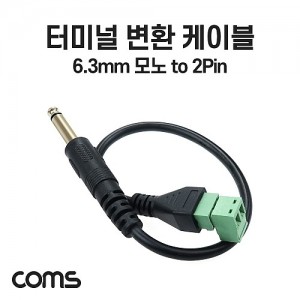 Coms �͹̳� ��ȯ ���̺�, 6.3mm ��� Mono Male to 2pin �͹̳� ����, ���� ��ȯ 