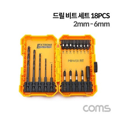 [���ܼ�] BB724 Coms �帱��Ʈ ����̹� ��Ʈ ��Ʈ, 18���� 18pcs, 2mm~6mm, �ٿ뵵 ��Ƽ ����, ��ũ�� ����̹� ��Ʈ ���� ���� �� ����