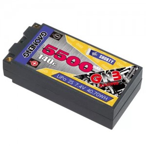 [GNB] (��Ƽ) 5500MAH 2S 7.4V 140C Short Shorty Pack 5.0mm Bullet ��Ƭ ������ ���͸� 25.1*47*96mm