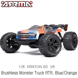 [ARRMA] 1/8 KRATON 6S V6 4X4 BLX Brushless Speed Monster Truck RTR, Blue/Orange ���͸�, ������ ���� 