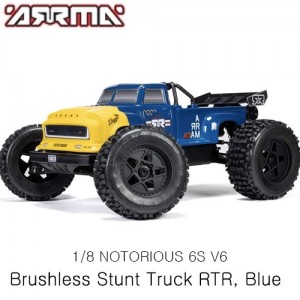 [ARRMA] 1/8 NOTORIOUS 6S V6 4X4 BLX Brushless Stunt Truck RTR, Blue ������ ����, ���͸� ������ ���� 