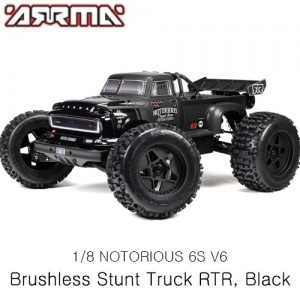 [ARRMA] 1/8 NOTORIOUS 6S V6 4X4 BLX Brushless Stunt Truck RTR, Black ������ ����, ���͸� ������ ���� 