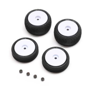 [���ܼ�] LOS-1763 [TEAM LOSI] Tires & Wheels Mounted, White: Micro-B