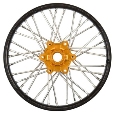 [���ܼ�] PRO283600T3 [PROLINE-RACING] PRO283600T3 1/4 Pro-Spec Aluminum V2 Bead Front Wheel Black/Gold (1): Promoto-MX