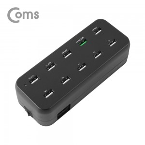 Coms 10��Ʈ ���� ��Ƽ ������(Black), USB 10 Port(10��) / QC 2.0 1Port / ���� ���� / ������ ���� / 12A 60W / �������� USB ���� AC DC ����Ʈ�� �º��� 