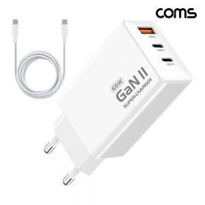 Coms 65W GaN 3��Ʈ ���������� PD3.0 PPS C to C ���̺� ���� 