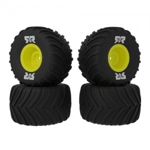 [ARRMA] ARA-2584 dBoots Chevron MT Tire Set Glued (Yellow) (2 Pairs) - GROM 