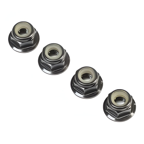 [���ܼ�] TLR236009 [TLR Racing] Black Alum Flanged Locknut, M4 x 0.7mm x 7mm (4)