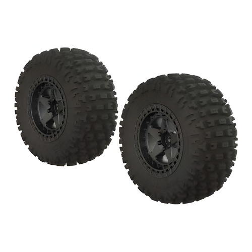[���ܼ�] ARAC9631 [ARRMA] AR550043 Fortress SC Tire Set Glued Blk Chrm (2) 14mm