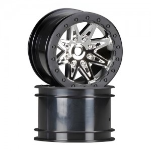 [Axial] AX08137 2.2 Rebel Wheels 41mm Wide Chrm/Blk (2) 