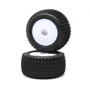 [TEAM LOSI] Pin Tires, Rear, Mounted, White (2): Mini-T 2.0 