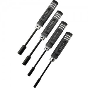 [DETAILS TECH] (HSS ��) Nut Drivers Set - Black B Honeycomb 4pcs (4.0, 5.5, 7.0, 8.0mm) 