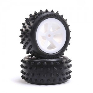 [TEAM LOSI]  4 Row Rear Tires, Mounted, White (2): Mini JRX2 