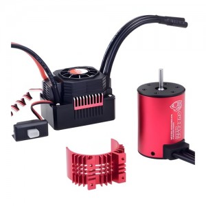 [SURPASS HOBBY] Waterproof 3650 Brushless Motor with 60A ESC Combo Red Heatsink (5200KV) 
