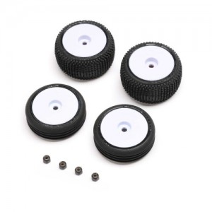 [TEAM LOSI] Tires & Wheels Mounted, White: Micro-B 