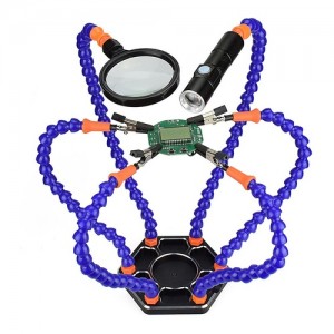 [TR] ����� ������ ���� - ���� LED�÷���, ������ ���� [TR] Six Flexible Arm Soldering Station (w/ FlashLight/Magnifying Glass Welding Tool)