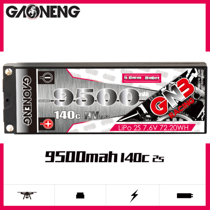 [���ܼ�] GNB95002S140iHV [GNB] 7.6V 9500mAh 2S HV 140C ��Ƭ ������ ���̺�Ƽ�� ���͸� (�ϵ����̽�) - 5mm �����