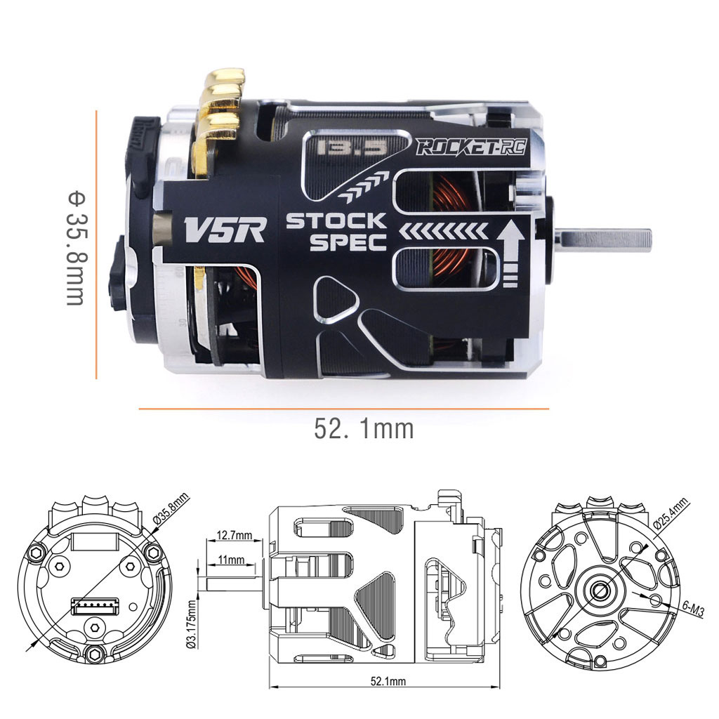 [���ܼ�] 697175079518 [SURPASS HOBBY] Rocket 540-V5R Sensored Motor (Competition Level) 21.5T